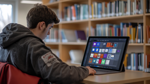 Student am Laptop beim Schreiben der Abschlussarbeit